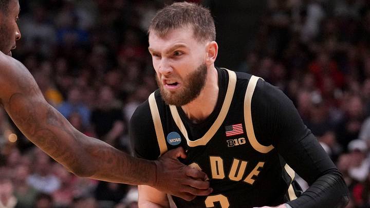 Purdue Boilermakers guard Braden Smith (3) looks to get past Arizona Wildcats guard Jaden Bradley (0) during a NCAA Tournament game Saturday, March 28, 2026 at SAP Center in San Jose, Calif. Purdue fell to Arizona 79-64.