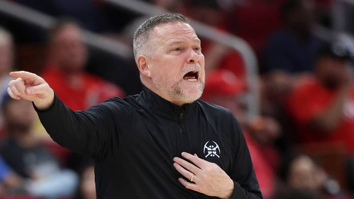 Mar 23, 2025; Houston, Texas, USA; Denver Nuggets head coach Michael Malone reacts during the third quarter against the Houston Rockets at Toyota Center. Mandatory Credit: Troy Taormina-Imagn Images Mar 23, 2025; Houston, Texas, USA; Denver Nuggets head coach Michael Malone reacts during the third quarter against the Houston Rockets at Toyota Center. Mandatory Credit: Troy Taormina-Imagn Images