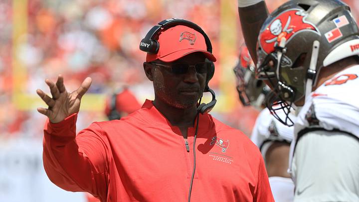 Tampa Bay Buccaneers head coach Todd Bowles reacts during the second half against the Cleveland Browns Tampa Bay Buccaneers head coach Todd Bowles reacts during the second half against the Cleveland Browns