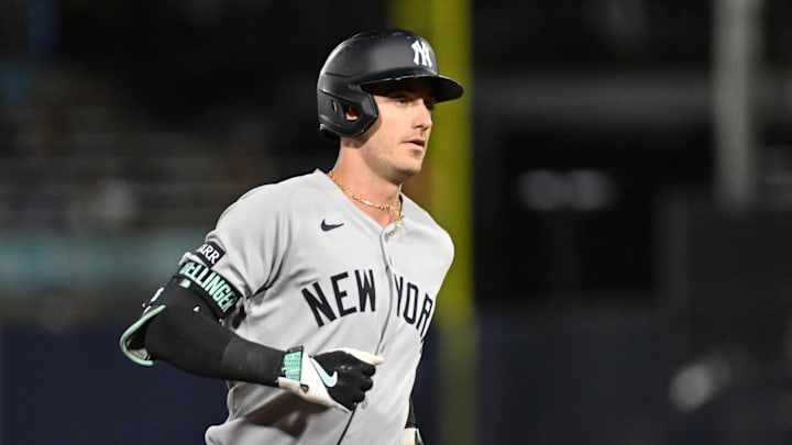 Aug 19, 2025; St. Petersburg, Florida, USA; New York Yankees left fielder Cody Bellinger (35) rounds the bases after hitting a solo home run in the first inning against the Tampa Bay Rays at George M. Steinbrenner Field. Mandatory Credit: Jonathan Dyer-Imagn Images Aug 19, 2025; St. Petersburg, Florida, USA; New York Yankees left fielder Cody Bellinger (35) rounds the bases after hitting a solo home run in the first inning against the Tampa Bay Rays at George M. Steinbrenner Field. Mandatory Credit: Jonathan Dyer-Imagn Images