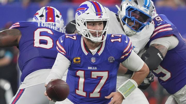 Buffalo Bills QB Josh Allen hands the ball to RB James Cook during the Bills home opener game against the Detroit Lions. Buffalo Bills QB Josh Allen hands the ball to RB James Cook during the Bills home opener game against the Detroit Lions.