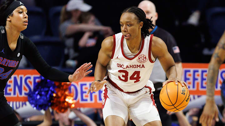 Oklahoma forward Liz Scott (34) in Gainesville