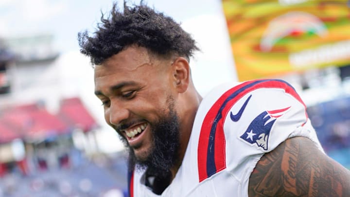 New England Patriots linebacker Harold Landry III (2) heads to the locker room after the victory over the Tennessee Titans at Nissan Stadium in Nashville, Tenn., Sunday, Oct. 19, 2025. New England Patriots linebacker Harold Landry III (2) heads to the locker room after the victory over the Tennessee Titans at Nissan Stadium in Nashville, Tenn., Sunday, Oct. 19, 2025.