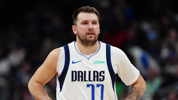 Nov 10, 2024; Denver, Colorado, USA; Dallas Mavericks guard Luka Doncic (77) during the first quarter against the Denver Nuggets at Ball Arena. Mandatory Credit: Ron Chenoy-Imagn Images Nov 10, 2024; Denver, Colorado, USA; Dallas Mavericks guard Luka Doncic (77) during the first quarter against the Denver Nuggets at Ball Arena. Mandatory Credit: Ron Chenoy-Imagn Images