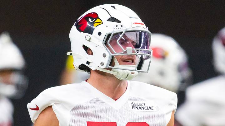 Jul 23, 2026; Glendale, AZ, USA; Arizona Cardinals linebacker Jack Gibbens (50) during training camp at State Farm Stadium. Mandatory Credit: Mark J. Rebilas-Imagn Images