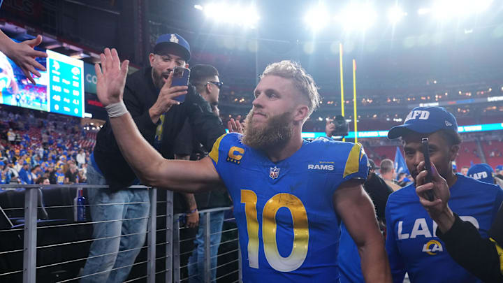 Los Angeles Rams wide receiver Cooper Kupp (10) reacts after the NFC wild card game against the Minnesota Vikings Los Angeles Rams wide receiver Cooper Kupp (10) reacts after the NFC wild card game against the Minnesota Vikings