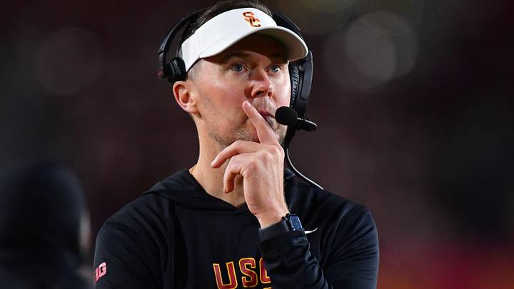 Nov 7, 2025; Los Angeles, California, USA; Southern California Trojans head coach Lincoln Riley watches game action against the Northwestern Wildcats during the second half at the Los Angeles Memorial Coliseum. Mandatory Credit: Gary A. Vasquez-Imagn Images Nov 7, 2025; Los Angeles, California, USA; Southern California Trojans head coach Lincoln Riley watches game action against the Northwestern Wildcats during the second half at the Los Angeles Memorial Coliseum. Mandatory Credit: Gary A. Vasquez-Imagn Images