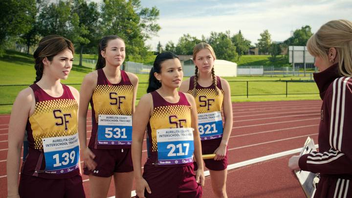 My Life with the Walter Boys. (L to R) Alisha Newton as Erin, Nikki Rodriguez as Jackie Howard, Chantal Perron as Coach Sandy in episode 302 of My Life with the Walter Boys. Cr. Courtesy of Netflix © 2026 My Life with the Walter Boys. (L to R) Alisha Newton as Erin, Nikki Rodriguez as Jackie Howard, Chantal Perron as Coach Sandy in episode 302 of My Life with the Walter Boys. Cr. Courtesy of Netflix © 2026