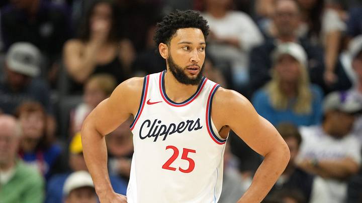 Apr 11, 2025; Sacramento, California, USA; Los Angeles Clippers guard Ben Simmons (25) during the third quarter against the Sacramento Kings at Golden 1 Center. Mandatory Credit: Darren Yamashita-Imagn Images Apr 11, 2025; Sacramento, California, USA; Los Angeles Clippers guard Ben Simmons (25) during the third quarter against the Sacramento Kings at Golden 1 Center. Mandatory Credit: Darren Yamashita-Imagn Images