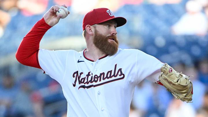 Washington Nationals pitcher Zack Littell (18) throws