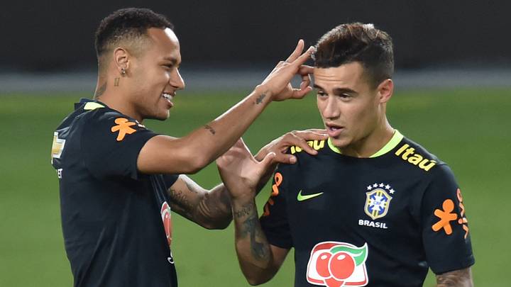 Neymar (left) and Philippe Coutinho played multiple years together with Brazil. 