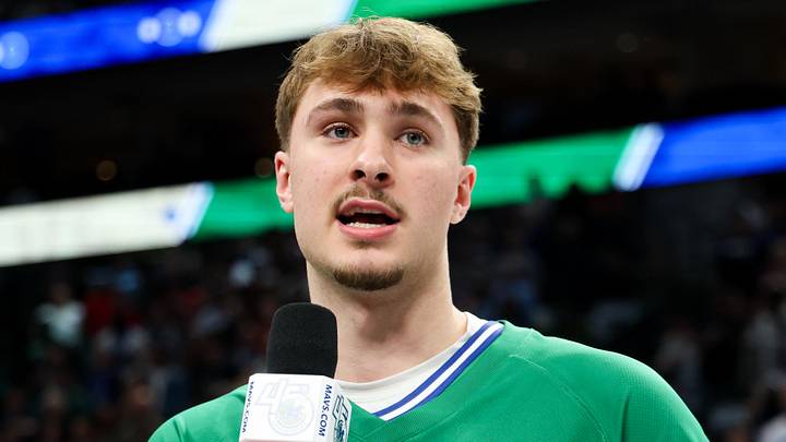 Apr 12, 2026; Dallas, Texas, USA; Dallas Mavericks forward Cooper Flagg (32) speaks to the crowd before the game against the Chicago Bulls at American Airlines Center. Mandatory Credit: Kevin Jairaj-Imagn Images Apr 12, 2026; Dallas, Texas, USA; Dallas Mavericks forward Cooper Flagg (32) speaks to the crowd before the game against the Chicago Bulls at American Airlines Center. Mandatory Credit: Kevin Jairaj-Imagn Images