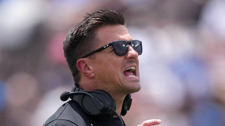 May 2, 2026; Pasadena, CA, USA; UCLA Bruins coach Bob Chesney reacts during the spring game at Rose Bowl. Mandatory Credit: Kirby Lee-Imagn Images May 2, 2026; Pasadena, CA, USA; UCLA Bruins coach Bob Chesney reacts during the spring game at Rose Bowl. Mandatory Credit: Kirby Lee-Imagn Images