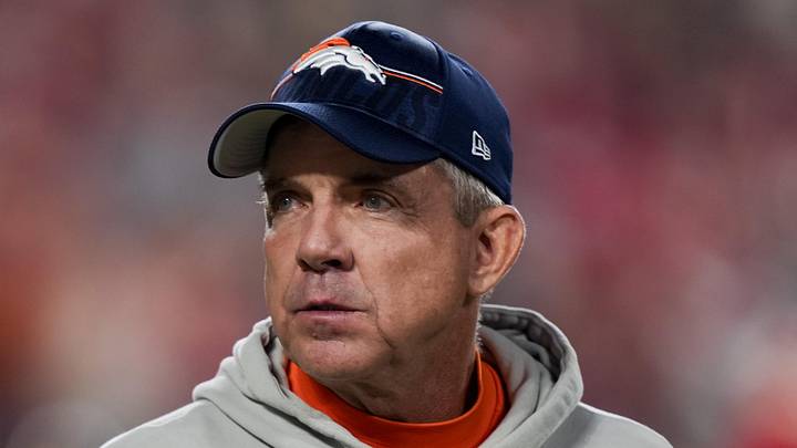 Dec 25, 2025; Kansas City, Missouri, USA; Denver Broncos head coach Sean Payton takes the field prior to a game against the Kansas City Chiefs at GEHA Field at Arrowhead Stadium. Mandatory Credit: Jay Biggerstaff-Imagn Images