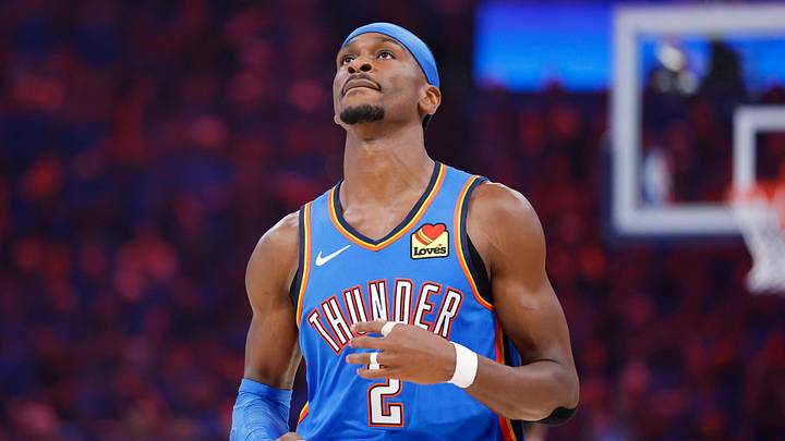 May 18, 2026; Oklahoma City, Oklahoma, USA; Oklahoma City Thunder guard Shai Gilgeous-Alexander (2) looks on during the first half against the San Antonio Spurs during game one of the western conference finals for the 2026 NBA playoffs at Paycom Center. Mandatory Credit: Alonzo Adams-Imagn Images May 18, 2026; Oklahoma City, Oklahoma, USA; Oklahoma City Thunder guard Shai Gilgeous-Alexander (2) looks on during the first half against the San Antonio Spurs during game one of the western conference finals for the 2026 NBA playoffs at Paycom Center. Mandatory Credit: Alonzo Adams-Imagn Images