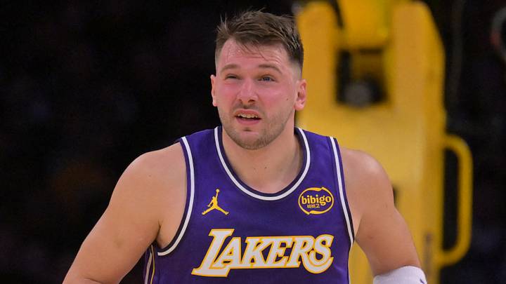 Dec 10, 2025; Los Angeles, California, USA; Los Angeles Lakers guard Luka Doncic (77) reacts after he was poked in the eye during the first half against the San Antonio Spurs at Crypto.com Arena. Mandatory Credit: Jayne Kamin-Oncea-Imagn Images Dec 10, 2025; Los Angeles, California, USA; Los Angeles Lakers guard Luka Doncic (77) reacts after he was poked in the eye during the first half against the San Antonio Spurs at Crypto.com Arena. Mandatory Credit: Jayne Kamin-Oncea-Imagn Images