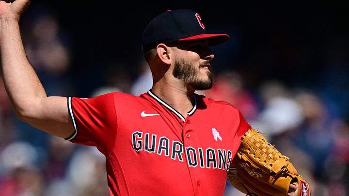 May 10, 2026; Cleveland, Ohio, USA; Cleveland Guardians relief pitcher Franco Aleman (55) throws a pitch during the seventh inning against the Minnesota Twins at Progressive Field. Mandatory Credit: David Dermer-Imagn Images
