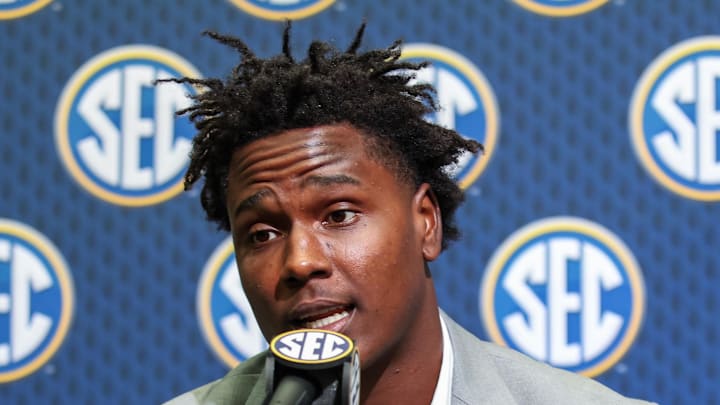 Missouri Tigers defensive end Zion Young talks to the media during the SEC Media Days at Omni Atlanta Hotel