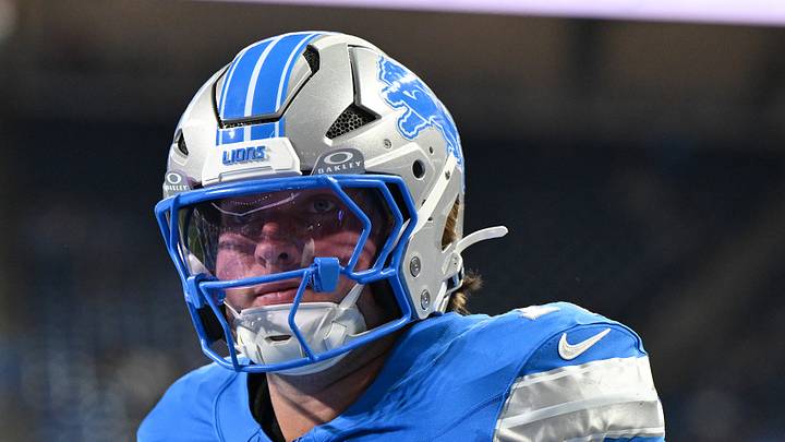 Aug 22, 2026; Detroit, Michigan, USA; Detroit Lions offensive tackle Blake Miller (76) during pregame warmups before their game against the Washington Commanders at Ford Field. Mandatory Credit: Lon Horwedel-Imagn Images