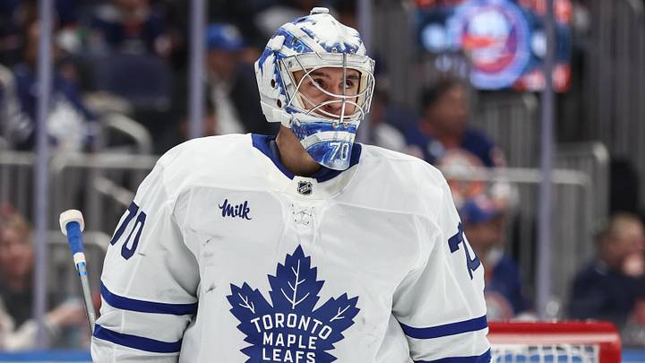 Apr 9, 2026; Elmont, New York, USA; Toronto Maple Leafs goalie Artur Akhtyamov (70) looks on in the second period against the New York Islanders at UBS Arena. Mandatory Credit: Wendell Cruz-Imagn Images Apr 9, 2026; Elmont, New York, USA; Toronto Maple Leafs goalie Artur Akhtyamov (70) looks on in the second period against the New York Islanders at UBS Arena. Mandatory Credit: Wendell Cruz-Imagn Images