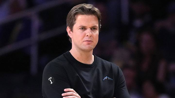 Apr 12, 2026; Los Angeles, California; Utah Jazz head coach Will Hardy watches against the Los Angeles Lakers at the Crypto.com Arena. Mandatory Credit: Kirby Lee-Imagn Images