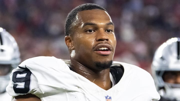 Las Vegas Raiders defensive end Tyree Wilson (9). Las Vegas Raiders defensive end Tyree Wilson (9).