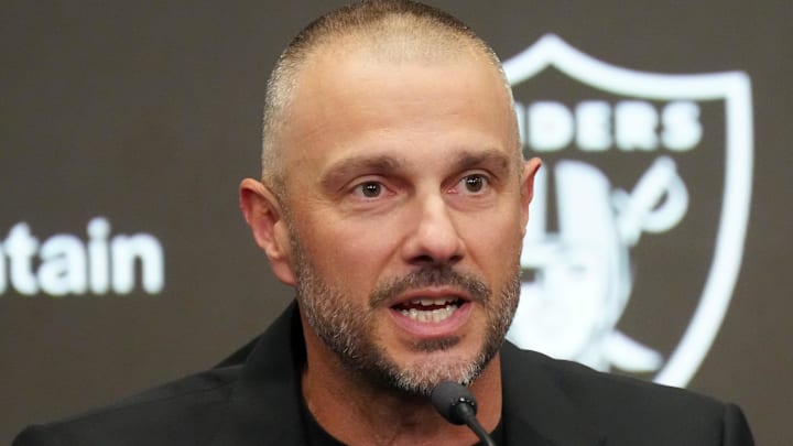 Feb 10, 2026; Henderson, NV, USA; Las Vegas Raiders general manager John Spytek at press conference at Intermountain Health Performance Center. Mandatory Credit: Kirby Lee-Imagn Images