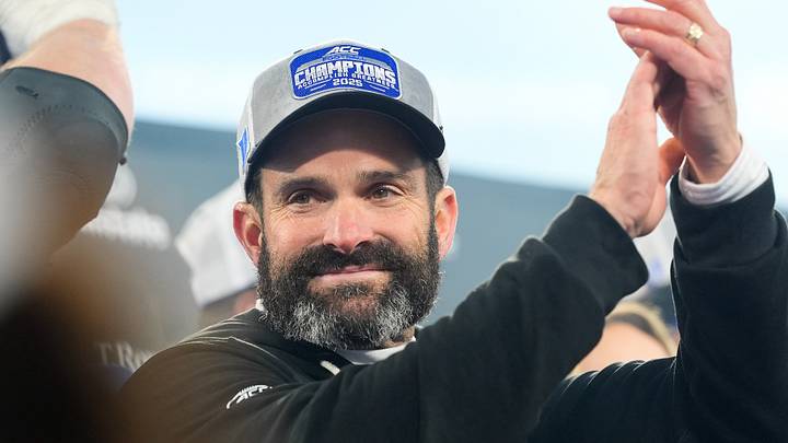 Dec 6, 2025; Charlotte, NC, USA; Duke Blue Devils head coach Manny Diaz celebrates defeating the Virginia Cavaliers during the 2025 ACC Championship game at Bank of America Stadium. Mandatory Credit: Jim Dedmon-Imagn Images Dec 6, 2025; Charlotte, NC, USA; Duke Blue Devils head coach Manny Diaz celebrates defeating the Virginia Cavaliers during the 2025 ACC Championship game at Bank of America Stadium. Mandatory Credit: Jim Dedmon-Imagn Images