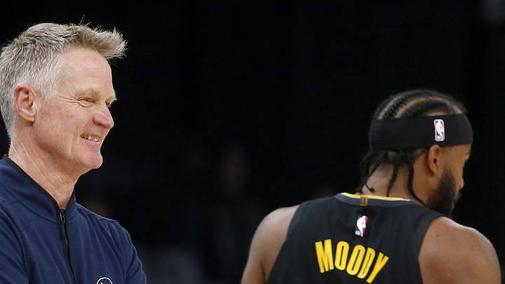 Feb 25, 2026; Memphis, Tennessee, USA; Golden State Warriors head coach Steve Kerr reacts during the second quarter against the Memphis Grizzlies at FedExForum. Mandatory Credit: Petre Thomas-Imagn Images