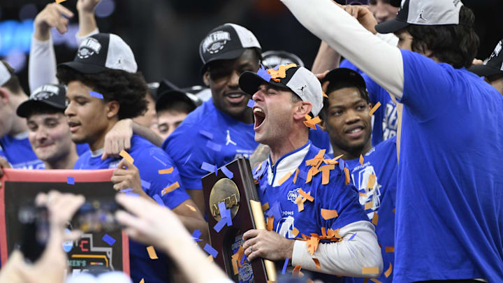 The Florida Gators head celebrate after defeating the Texas Tech Red Raiders during the West Regional final and advance to the Final Four The Florida Gators head celebrate after defeating the Texas Tech Red Raiders during the West Regional final and advance to the Final Four