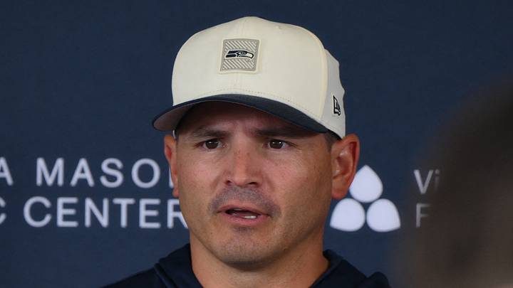 Seattle Seahawks head coach Mike Macdonald speaks to the media after the first training camp. Seattle Seahawks head coach Mike Macdonald speaks to the media after the first training camp.
