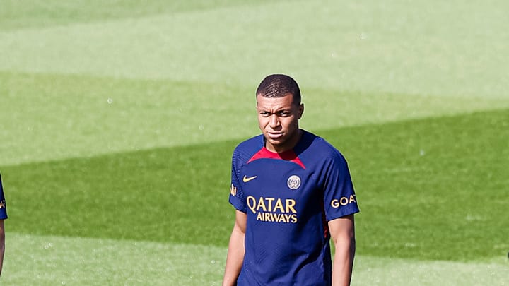 Kylian Mbappé, à l'entraînement du PSG