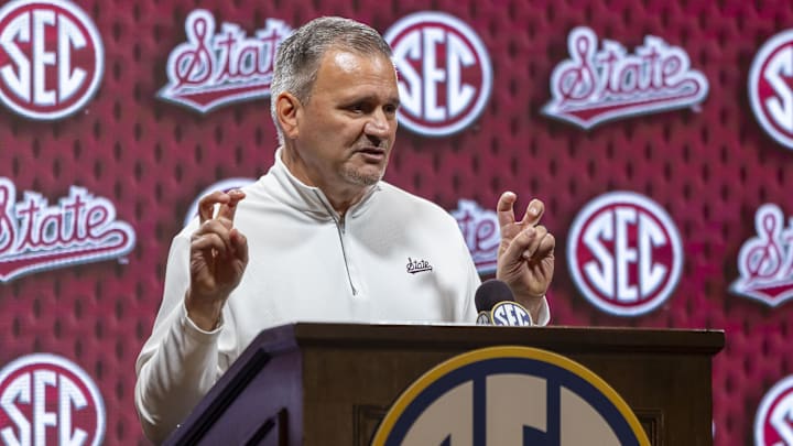 Mississippi State Bulldogs head coach Chris Jans talks with the media during SEC Media Days at Grand Bohemian Hotel. Mississippi State Bulldogs head coach Chris Jans talks with the media during SEC Media Days at Grand Bohemian Hotel.