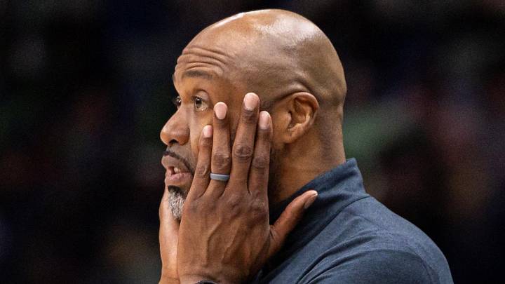 Apr 5, 2026; New Orleans, Louisiana, USA;  Orlando Magic Head Coach Jamahl Mosley reacts to a play against the New Orleans Pelicans during the second half at Smoothie King Center. Mandatory Credit: Stephen Lew-Imagn Images