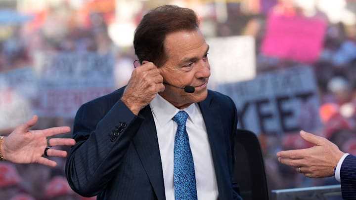 Nick Saban on the set of ESPN’s College GameDay