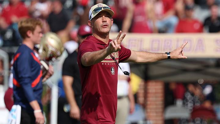 Sep 19, 2026; Tuscaloosa, Alabama, USA; Florida State Seminoles head coach Mike Norvell looks on before the game against the Alabama Crimson Tide at Saban Field at Bryant-Denny Stadium. Mandatory Credit: David Leong-Imagn Images Sep 19, 2026; Tuscaloosa, Alabama, USA; Florida State Seminoles head coach Mike Norvell looks on before the game against the Alabama Crimson Tide at Saban Field at Bryant-Denny Stadium. Mandatory Credit: David Leong-Imagn Images