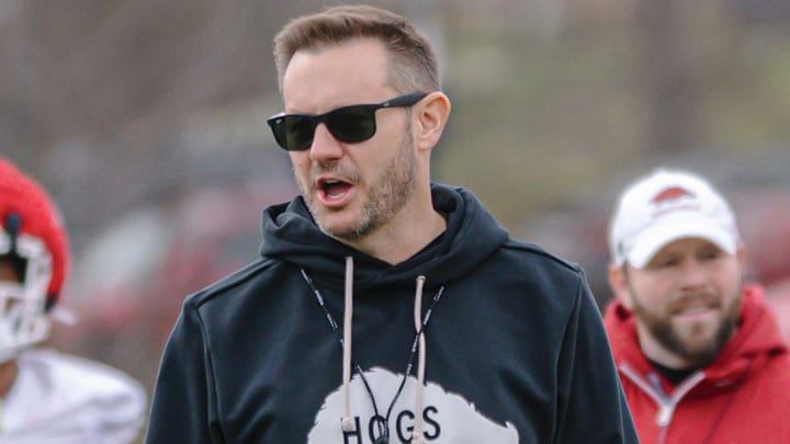 Arkansas Razorbacks coach Ryan Silverfield at spring practice.