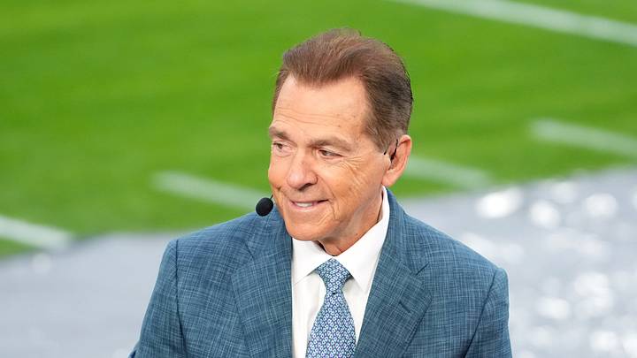 Jan 1, 2026; Pasadena, CA, USA; Nick Saban on the ESPN College Gameday set during the 2026 Rose Bowl and quarterfinal game of the College Football Playoff at Rose Bowl Stadium. Mandatory Credit: Kirby Lee-Imagn Images Jan 1, 2026; Pasadena, CA, USA; Nick Saban on the ESPN College Gameday set during the 2026 Rose Bowl and quarterfinal game of the College Football Playoff at Rose Bowl Stadium. Mandatory Credit: Kirby Lee-Imagn Images