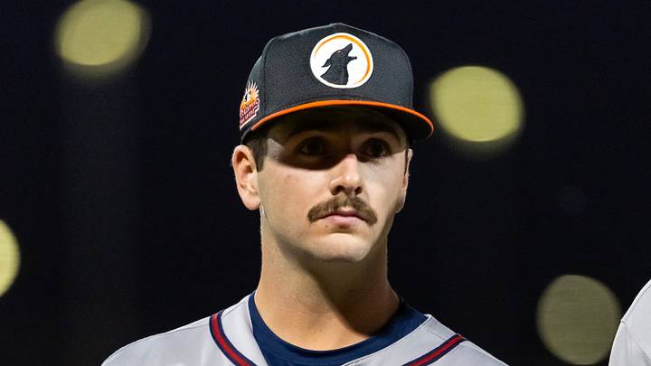 Nov 9, 2025; Mesa, AZ, USA; Atlanta Braves outfielder Patrick Clohisy during the Arizona Fall League Fall Stars Game at Sloan Park. Mandatory Credit: Mark J. Rebilas-Imagn Images Nov 9, 2025; Mesa, AZ, USA; Atlanta Braves outfielder Patrick Clohisy during the Arizona Fall League Fall Stars Game at Sloan Park. Mandatory Credit: Mark J. Rebilas-Imagn Images