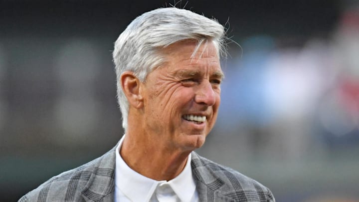 Apr 10, 2023; Philadelphia, Pennsylvania, USA; Philadelphia Phillies President of Baseball Operations Dave Dombrowski before game against the Miami Marlins at Citizens Bank Park. Apr 10, 2023; Philadelphia, Pennsylvania, USA; Philadelphia Phillies President of Baseball Operations Dave Dombrowski before game against the Miami Marlins at Citizens Bank Park.