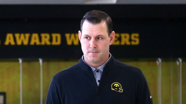 Iowa's new offensive coordinator Tim Lester is pictured Tuesday, Feb. 6, 2024 at the Hansen Football Performance Center on the University of Iowa campus.