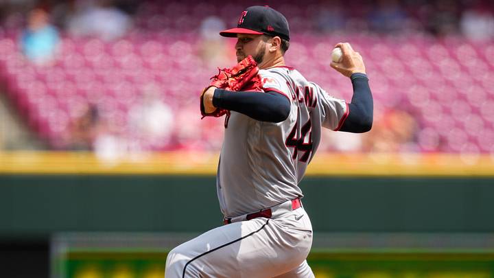 Jul 28, 2026; Cincinnati, Ohio, USA; Cleveland Guardians pitcher Slade Cecconi throws against the Cincinnati Reds in the second inning at Great American Ball Park. Mandatory Credit: Aaron Doster-Imagn Images Jul 28, 2026; Cincinnati, Ohio, USA; Cleveland Guardians pitcher Slade Cecconi throws against the Cincinnati Reds in the second inning at Great American Ball Park. Mandatory Credit: Aaron Doster-Imagn Images