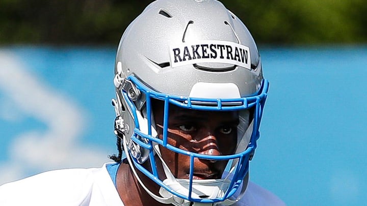 Detroit Lions cornerback Ennis Rakestraw Jr. (15) practices during rookie minicamp last year at team's Performance Center Detroit Lions cornerback Ennis Rakestraw Jr. (15) practices during rookie minicamp last year at team's Performance Center