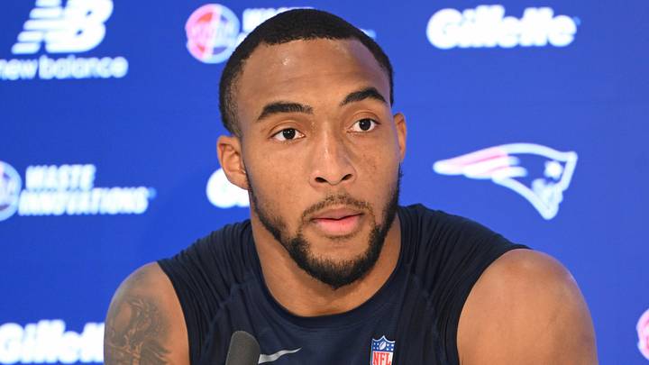  New England Patriots running back Treveyon Henderson (32).