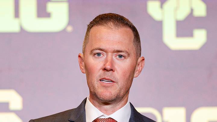 Jul 28, 2026; Chicago, IL, USA; USC Football head coach Lincoln Riley speaks during Media Days at Hilton Chicago. Mandatory Credit: Kamil Krzaczynski-Imagn Images