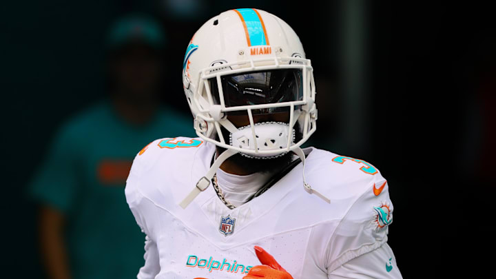Oct 27, 2024; Miami Gardens, Florida, USA; Miami Dolphins wide receiver Odell Beckham Jr. (3) arrives for warmups before the game against the Arizona Cardinals at Hard Rock Stadium. Mandatory Credit: Sam Navarro-Imagn Images