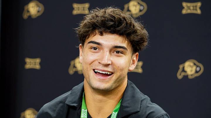 Jul 7, 2026; Frisco, TX, USA; Colorado wide receiver Danny Scudero speaks with reporters during Big 12 Conference Football Media Days at The Star. Mandatory Credit: Raymond Carlin III-Imagn Images Jul 7, 2026; Frisco, TX, USA; Colorado wide receiver Danny Scudero speaks with reporters during Big 12 Conference Football Media Days at The Star. Mandatory Credit: Raymond Carlin III-Imagn Images