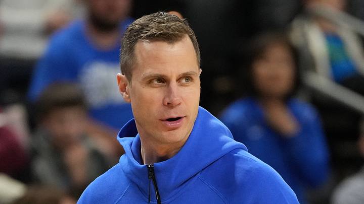 Mar 18, 2026; Greenville, SC, USA; Duke Blue Devils head coach Jon Scheyer during a practice session ahead of the first round of the men's 2026 NCAA Tournament at Bon Secours Wellness Arena. Mandatory Credit: Bob Donnan-Imagn Images