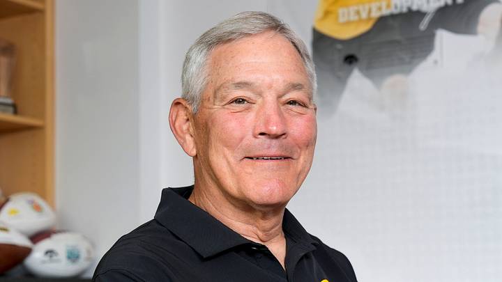 Iowa head football coach Kirk Ferentz is pictured June 27, 2025 in Iowa City, Iowa. Iowa head football coach Kirk Ferentz is pictured June 27, 2025 in Iowa City, Iowa.
