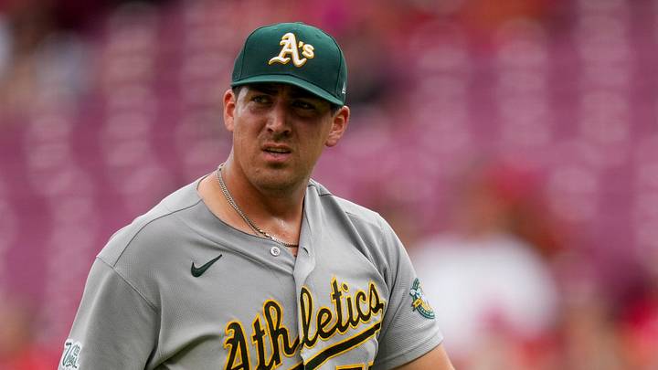 Athletics pitcher Jacob Lopez (57) walks off the mound after the second inning of the MLB Interleague game between the Cincinnati Reds and the Athletics at Great American Ball Park in downtown Cincinnati on Wednesday, Aug. 5, 2026 The game was tied 1-1 after three innings. Athletics pitcher Jacob Lopez (57) walks off the mound after the second inning of the MLB Interleague game between the Cincinnati Reds and the Athletics at Great American Ball Park in downtown Cincinnati on Wednesday, Aug. 5, 2026 The game was tied 1-1 after three innings.